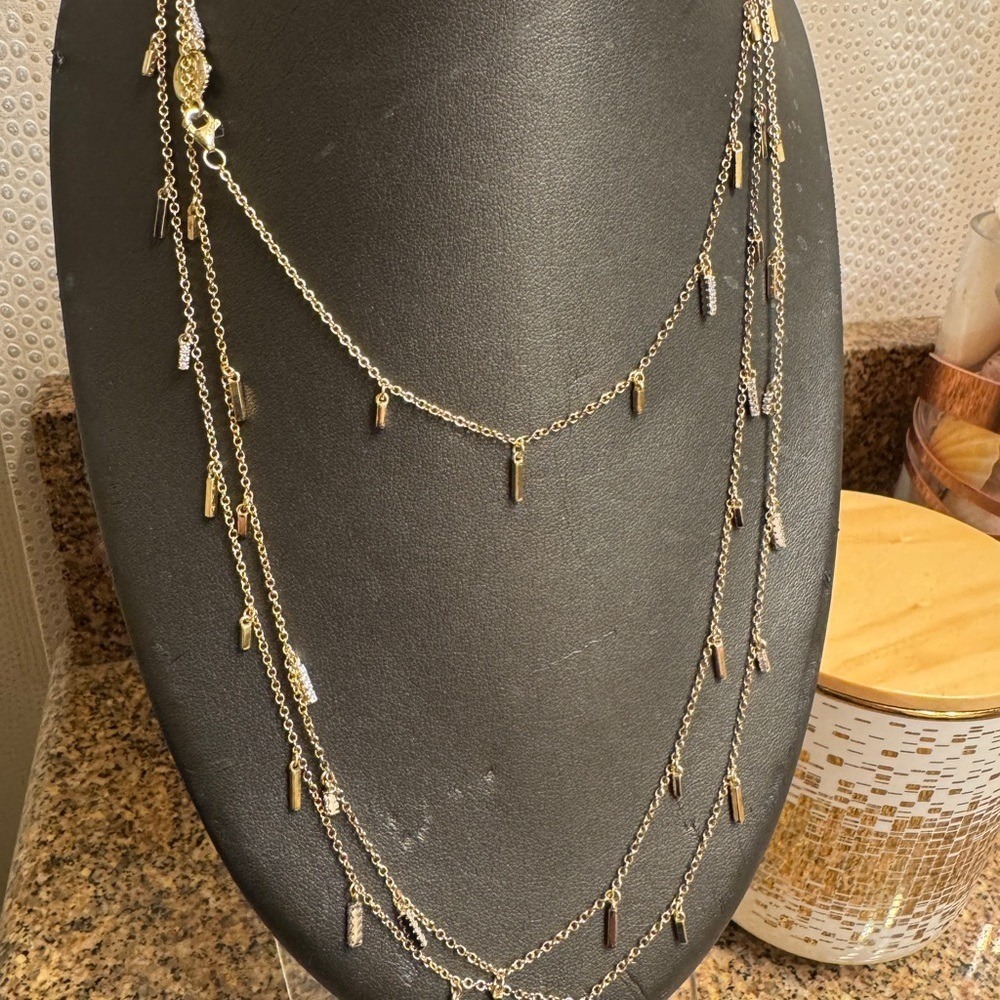 Freida Rothman Signed Sterling silver 925 cz Stations Wrap Necklace 60 inches‎